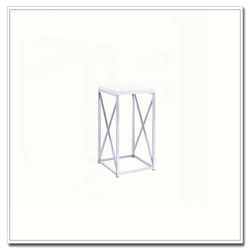 Table d'appoint blanc brillant et chrome