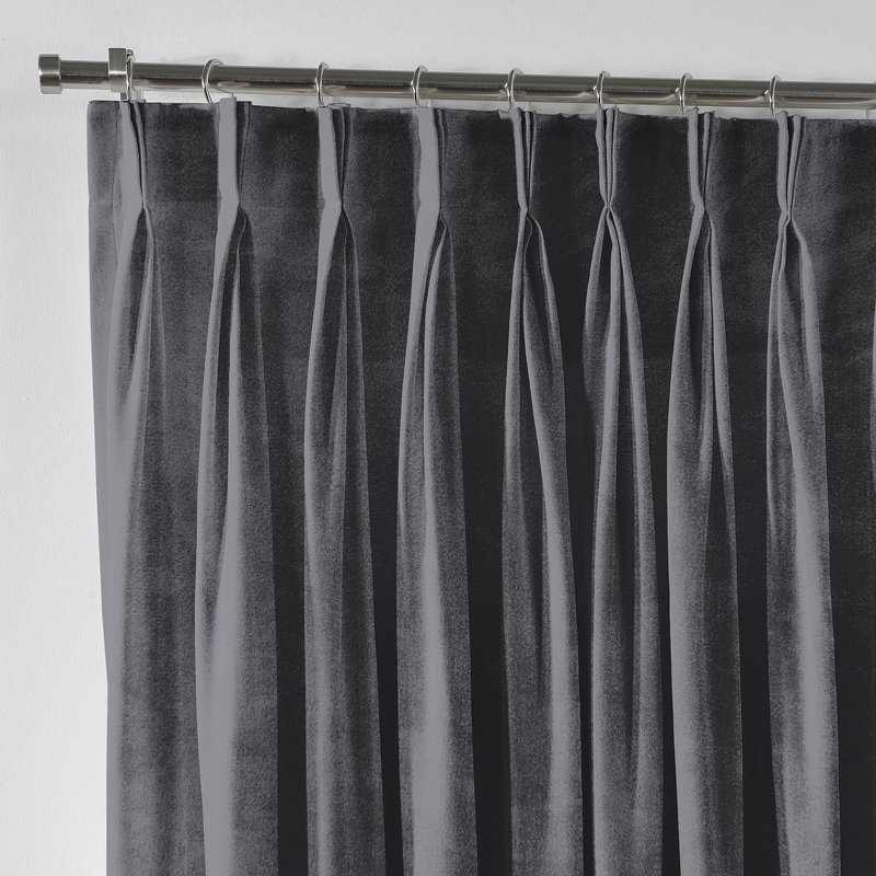 Pinch Plate Room Darkening Extra Long & Extra Wide Decorative Curtain - Single Panel 3, Grey, 250cm Width x 500cm Drop