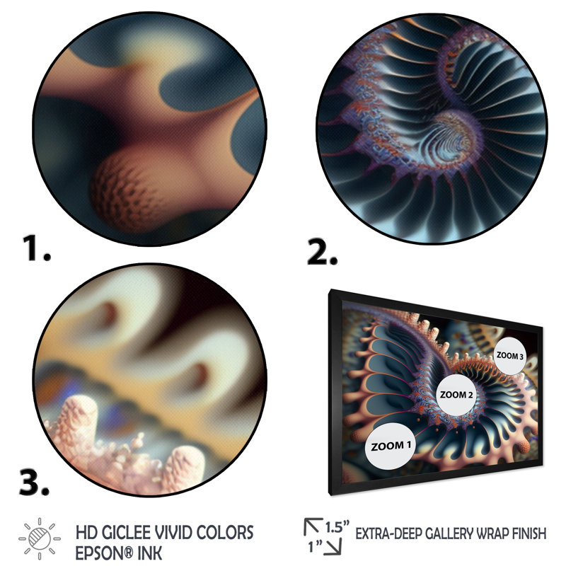 «Turquoise Fractal Mystery», reproduction sur toile, H 12 po x l 20 po x P 1 po, Impression noire sur toile encadrée