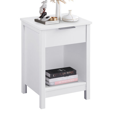 3-Tier Bedside Table with Storage Drawer and Open Shelves