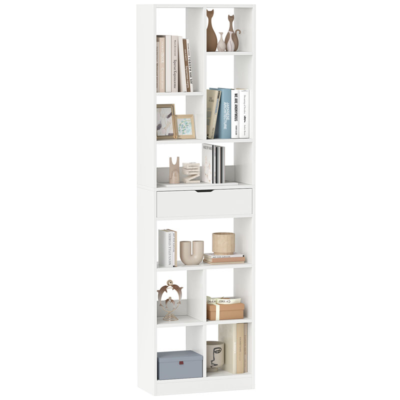 180CM Tall Bookcase Modern Bookshelf With 10 Open Cubes-White