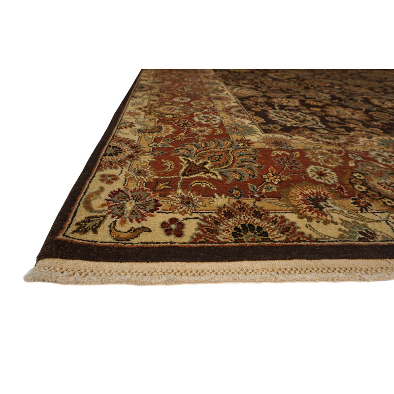 Tapis chocolat / bois de rose en laine noué à la main Cote D'Azure, Rectangle 12 pi x 15 pi