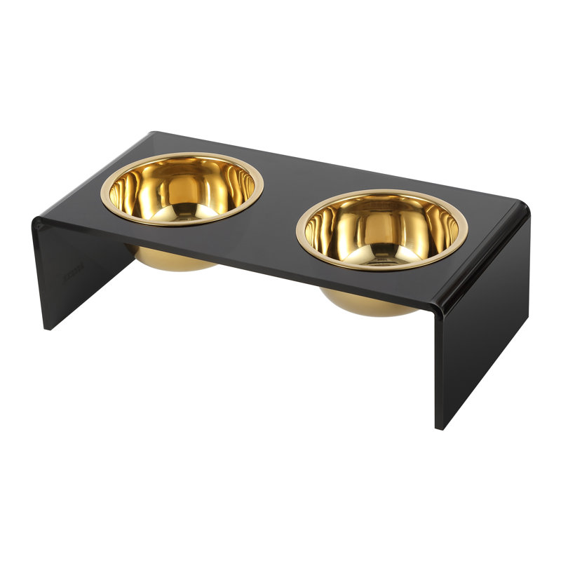 Mangeoire pour animaux Keaton, Noir et or, Petit (2,54 tasses / 20 oz liquides)