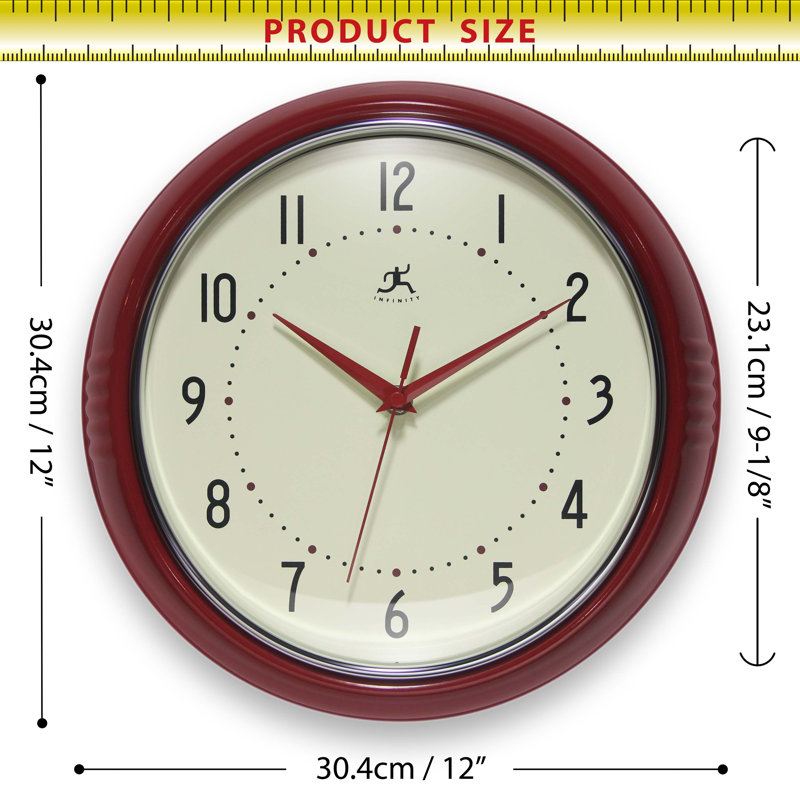 Desdra Metal Wall Clock, Red, Medium
