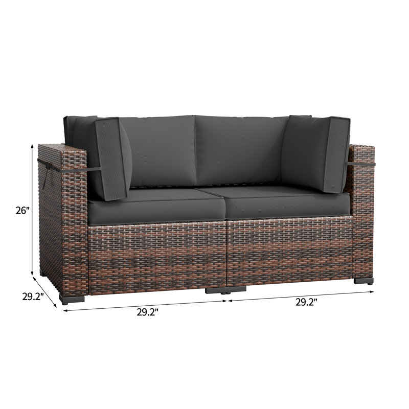 2 - Person Outdoor Seating Group With Cushions, Gray