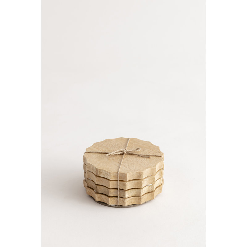Ensemble de 4 sous-verres festonnés, Brun