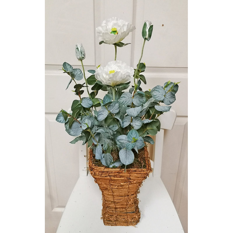 Coquelicot dans un vase 8 x 18, Blanc/vert