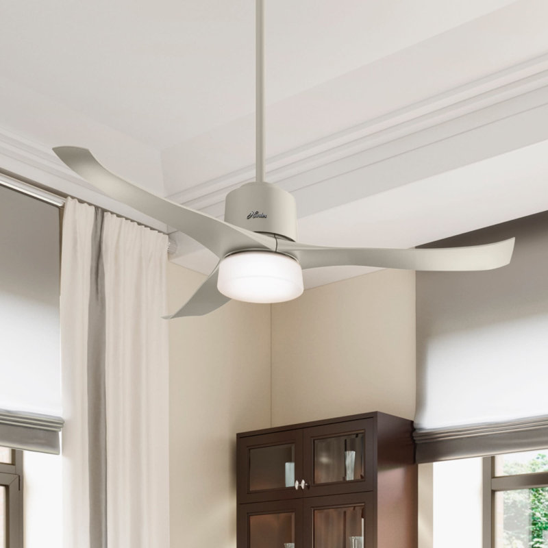 54" Symphony 3 - Blade LED Smart Standard Ceiling Fan with Remote Control and Light Kit Included, Matte Nickel