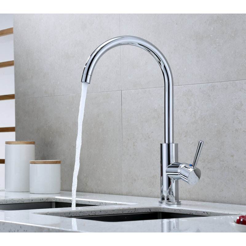 Kree Classic Collection Single Handle Kitchen Faucet with Accessories - Chrome Polished, Chrome Polished 