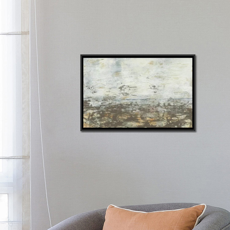 « neutral horizon iii », impression sur toile, H 18 po x l 26 po x P 1,5 po, Toile encadrée noire, Pas de tapis