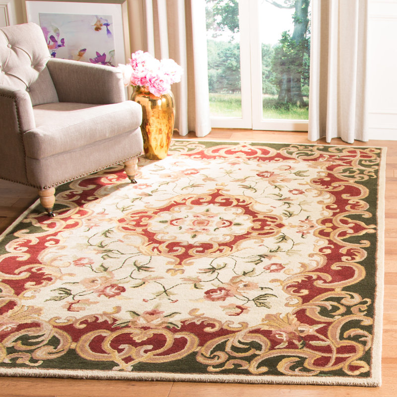 Tapis oriental en laine touffeté à la main Alg, Rectangle 9 pi 6 po x 13 pi 6 po