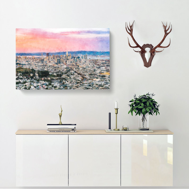 Evening Colours Of San Francisco Painting - Wrapped Canvas Graphic Art, 40cm H x 60cm W x 3cm D