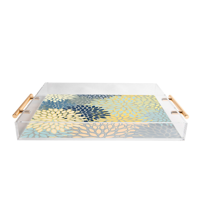 Cassidy Rae Marietta Swiss Cross Remix Acrylic Tray, Gray, Floral