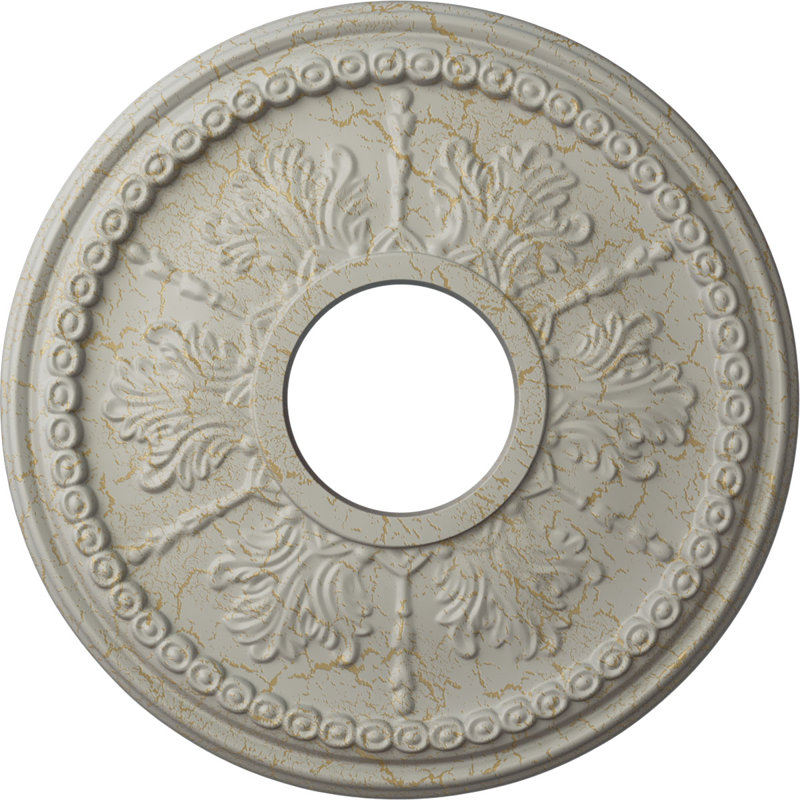 Médaillon de plafond H 13,875 po x l 13,875 po x P 1,25 po Tirana, Pot de crème craquelé