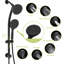 Douche noire mate avec pomme de douche 4,7 po, 7 poignées et accessoires réglables