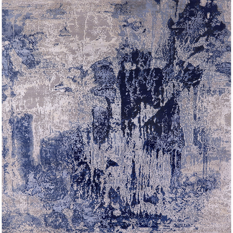 Tapis abstrait mauve / gris, Carré 8 pi