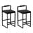 Modern Velvet Upholstered Bar Stools Set Of 2 Dining Chairs With Footrest &  Back Support For Kitchen (Black & Black)-1506118591