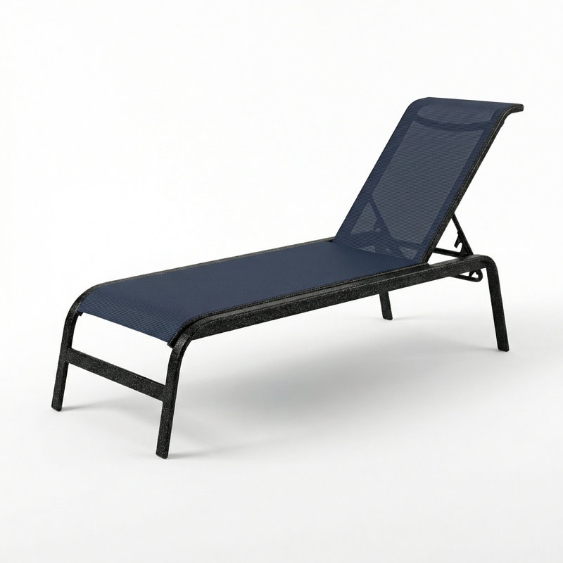 Chaise, Dupioni Sapphire Sling/Granite