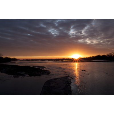 Sunrise Above The River - Wrapped Canvas Print