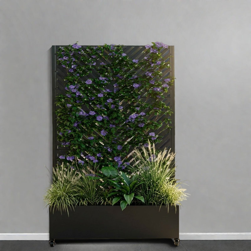 Jardinières mobiles d'intimité, treillis moderne en métal de 47 pouces pour la maison de patio
