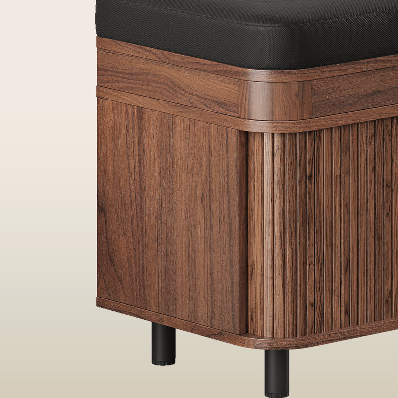 Banc de rangement rembourré pour 10 paires de chaussures avec rangement pour casiers et dessus de lit, Walnut