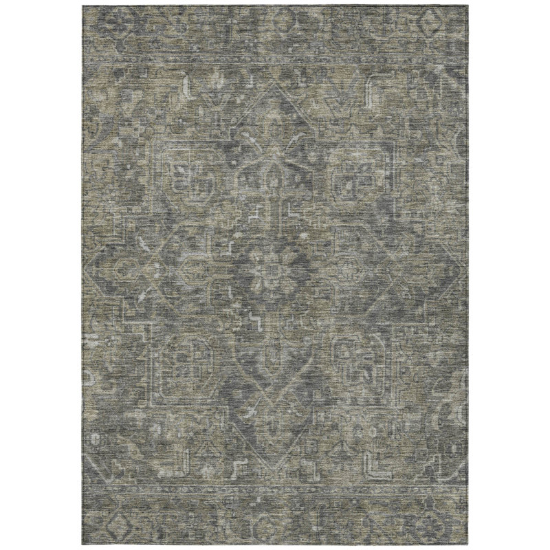 Tapis intérieur lavable antidérapant oriental brun et noir 8 pi x 10 pi