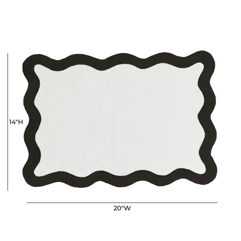 Scalloped Edge Rust and Orange Cotton Placemat - Set of 4, Black/White