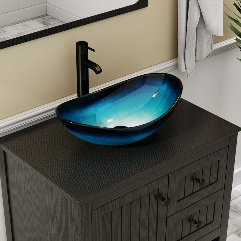 Sharee 30" Single Bathroom Vanity Set With Vessel Sink, Faucet And Drain, Assembly Required, Black
