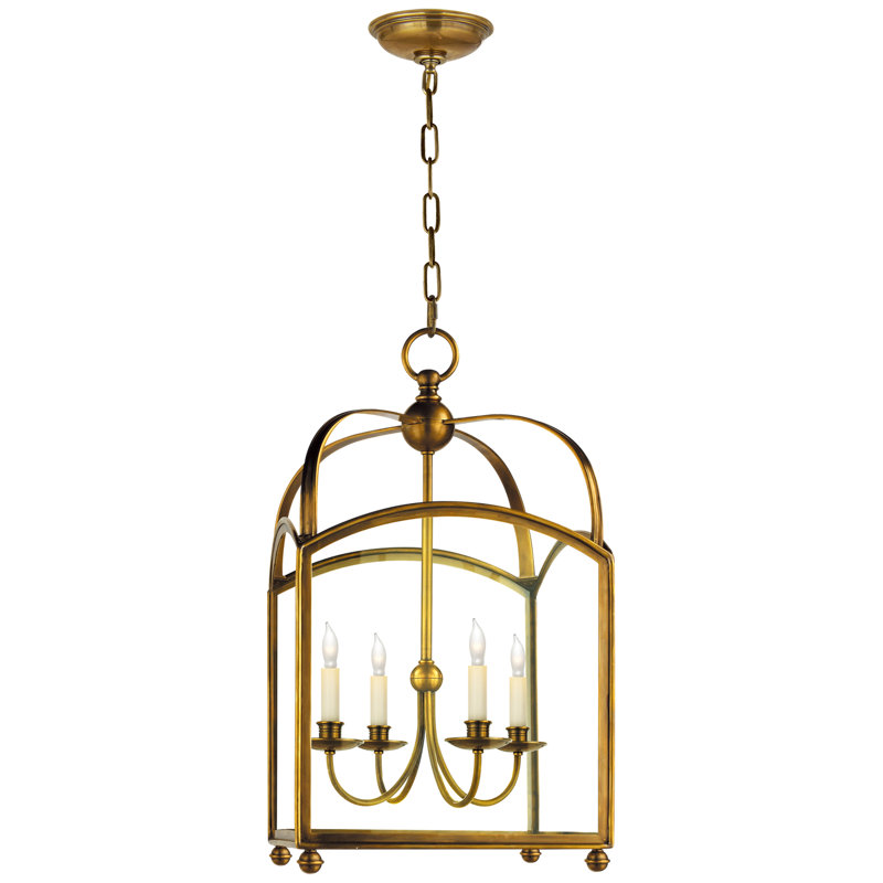 Chapman & Myers Arch Top Small Lantern, Antique-Burnished Brass, 24" H x 14.5" W x 14.5" D