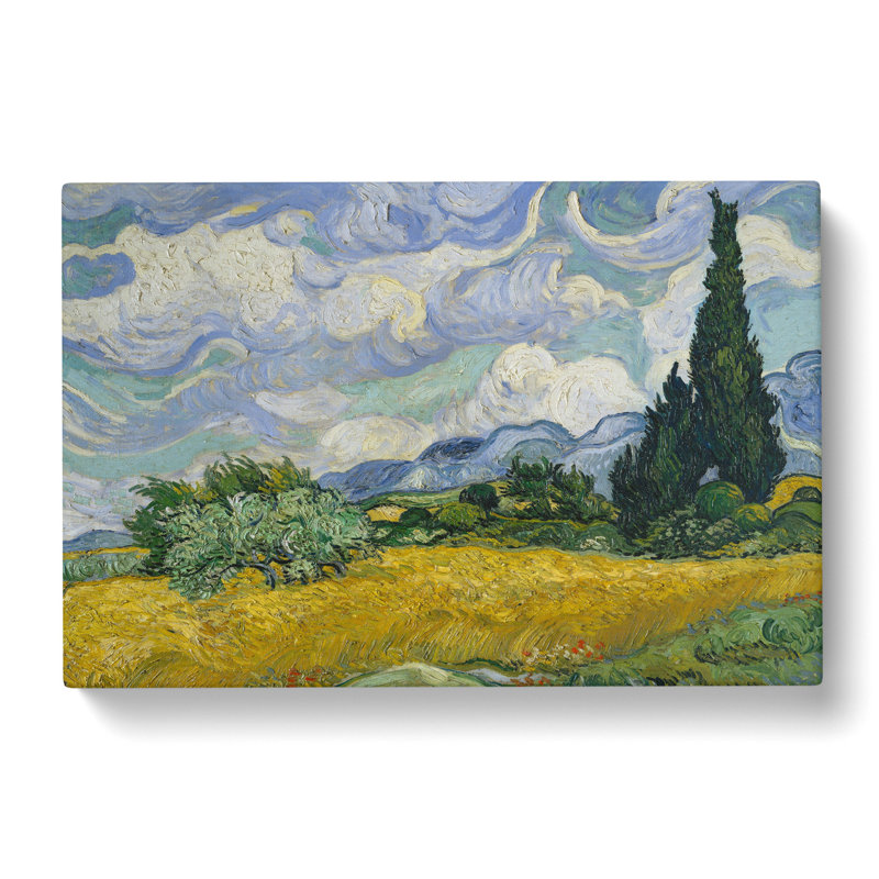 A Wheatfield with Cypresses Vol.1 by Vincent Van Gogh - Wrapped Canvas Paining - Wrapped Canvas, 35cm H x 50cm W x 3cm D