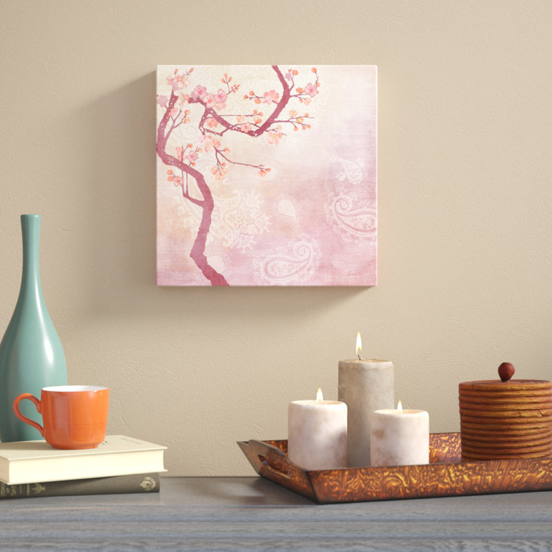 Sweet Cherry Blossoms V by Evelia Designs - Wrapped Canvas Painting, 30cm H x 30cm W