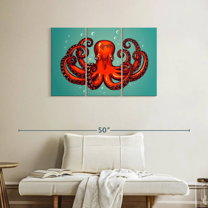 Mighty Red Octopus, 24" H x 38" W