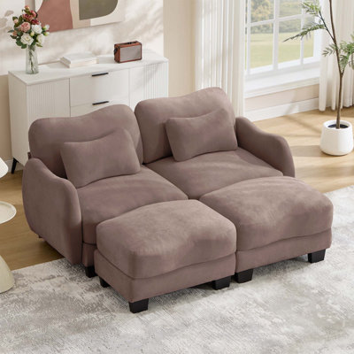 Canapé de soutien en chenille avec coussin de taille délicate et 2 repose-pieds mobiles, conception courbée ergonomique