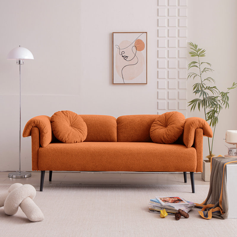 68,5 po pour les espaces compacts avec de la laine d'agneau synthétique et des coussins décoratifs