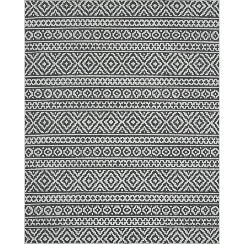 Tapis noir / blanc Southwestern, Rectangle 5 pi 3 po x 7 pi 3 po