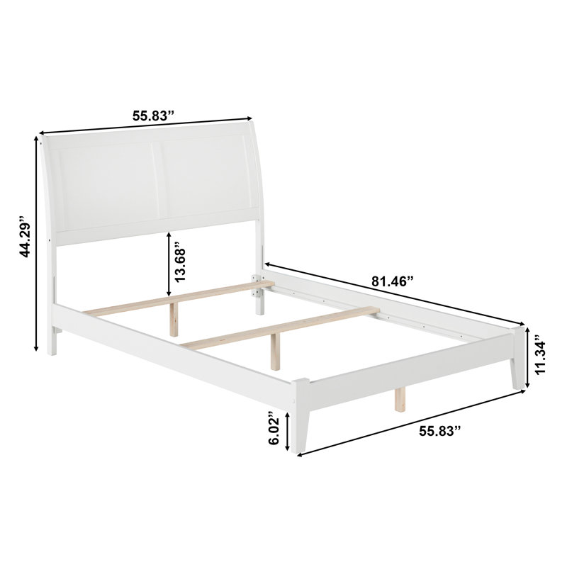  Lampley Solid Wood Foundation Bed , White, Full
