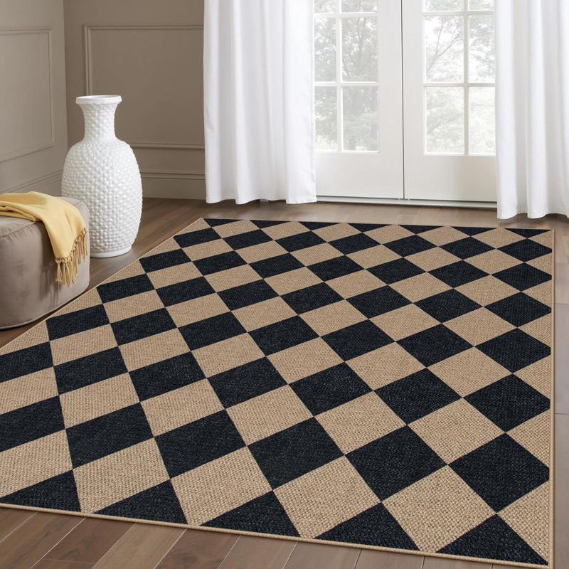 Vilena Herringbone Pattern Washable Area Rug - Chic Textured Design for Living Room, Bedroom, or Entryway Decor