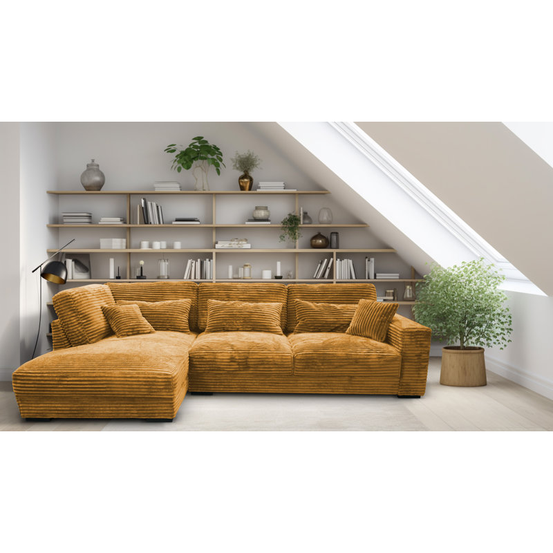 Nahkita 4 Seater Corner Sofa , Left Hand Facing, Gold Colours