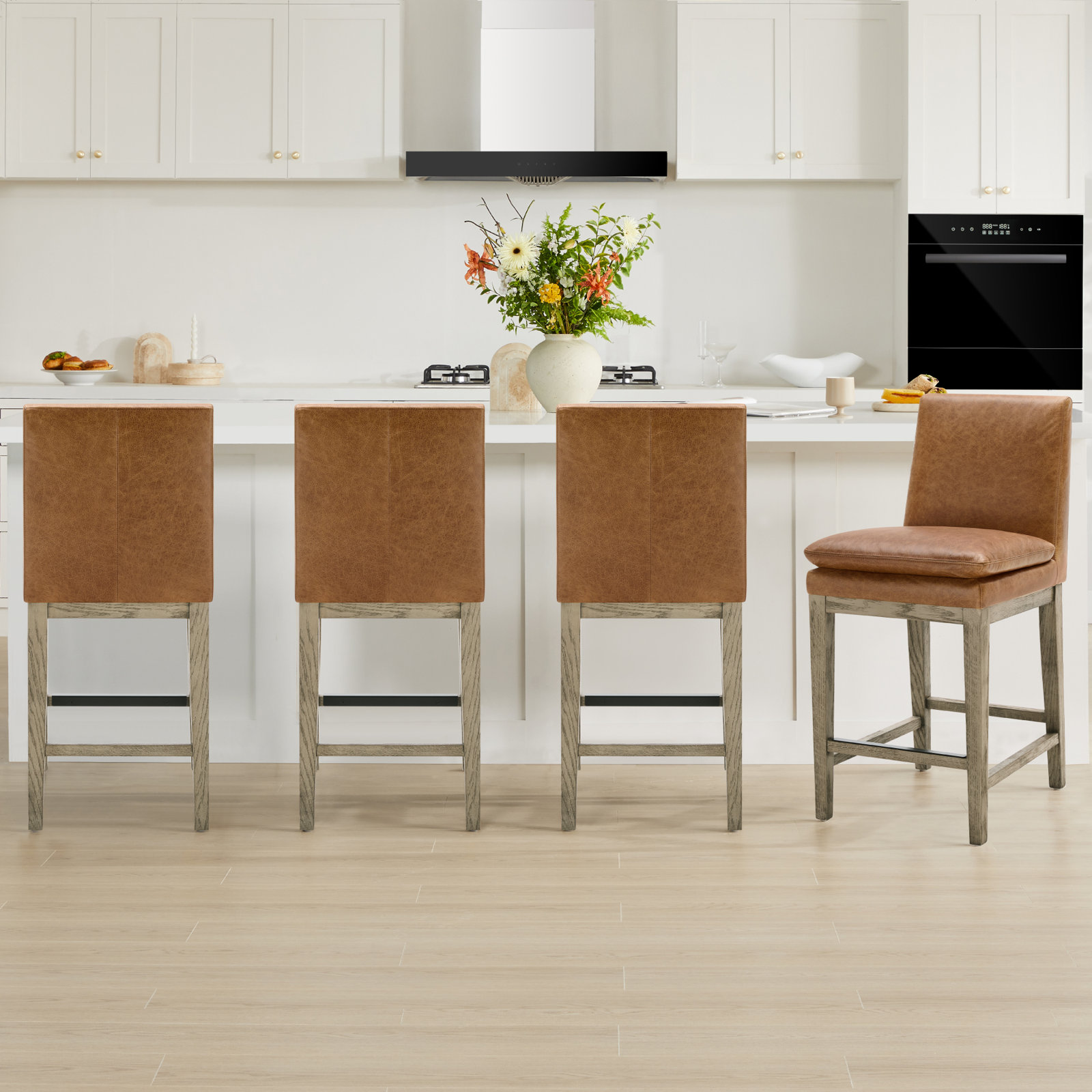 Bethea 26" Bar Stool, Marseille Brown Genuine Leather
