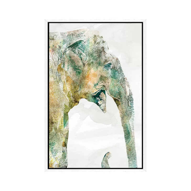 African Colours Elephant by Carol Robinson - Print on Canvas, 101.6 cm H x 66.04 cm W, White Framed