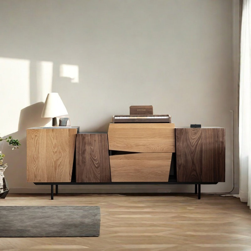 Meuble télé en bois massif personnalité, 86.61"