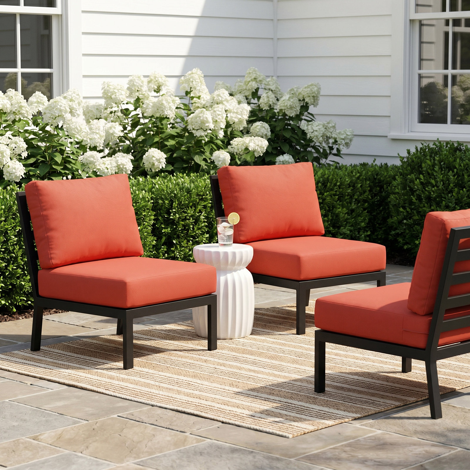 Madison Aluminum Outdoor Armless Lounge Chair, Persimmon