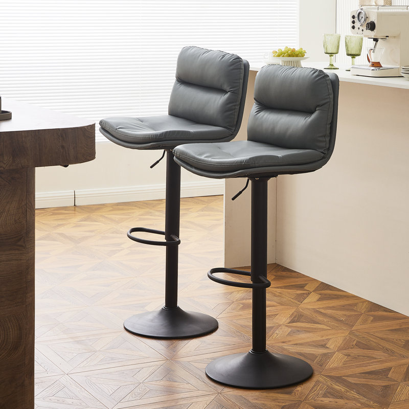 Selah Swivel Upholstered Adjustable Height Counter Stool with Metal Frame, Grey