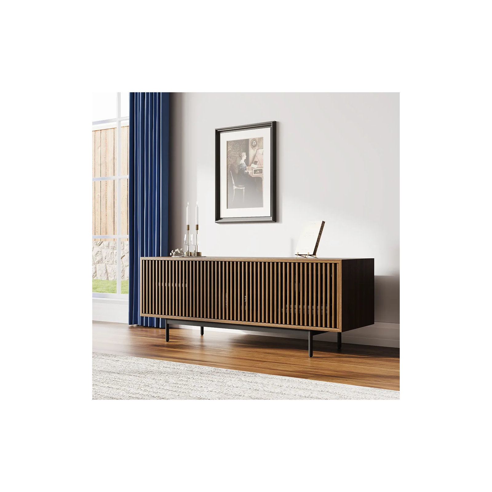 Daila Media Console, 21.26" H x 59" W x 18.89" D, Walnut