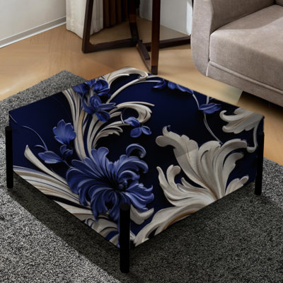 Grand repose-pieds carré bleu Cobalt