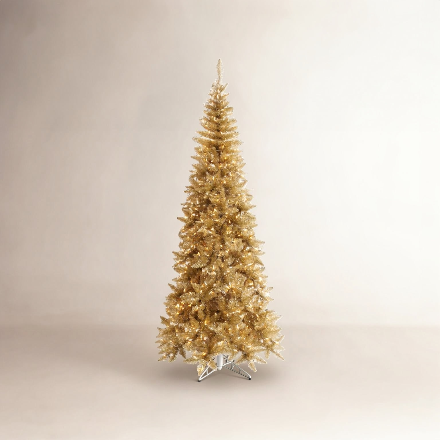 Champagne Tinsel Fir Pre-Lit Christmas Tree, 5.5' H, Warm White LED