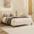 Velvet Upholstered Platform Bed With Wingback Headboard And Walnut Wooden Legs, No Box Spring Needed-2094977272-2094977275