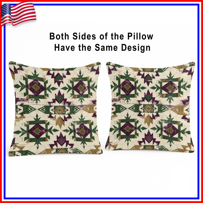Geometric Southwest Pattern Double Sided Throw Pillows, 14 x 14 inches