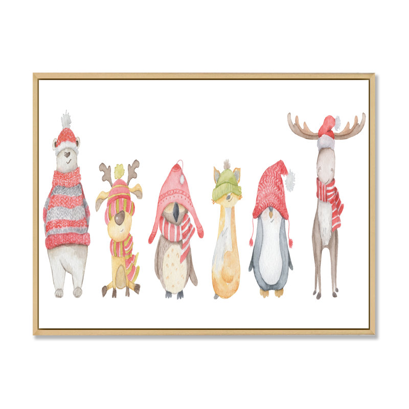 Ours polaire mignon, reproduction sur toile, H 30 po x l 40 po x P 1,5 po, Cadre flottant brun