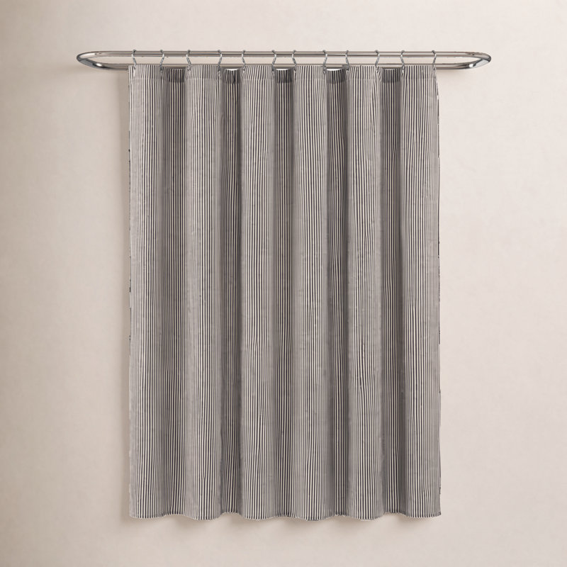 Rideau de douche simple à rayures Bruno, Gris foncé